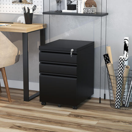 3 Drawer Filling Cabinet, Mobile Metal File Cabinet with Anti-tilt Design for Le