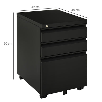 3 Drawer Filling Cabinet, Mobile Metal File Cabinet with Anti-tilt Design for Le
