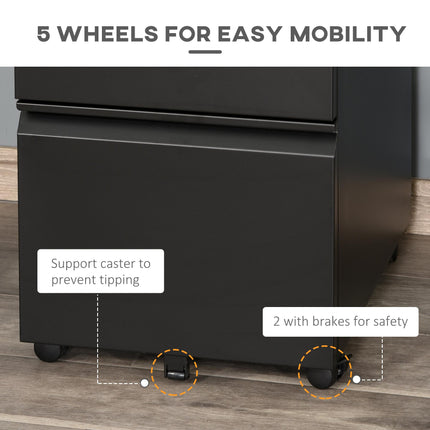 3 Drawer Filling Cabinet, Mobile Metal File Cabinet with Anti-tilt Design for Le
