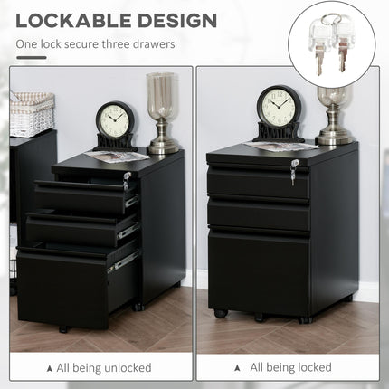 3 Drawer Filling Cabinet, Mobile Metal File Cabinet with Anti-tilt Design for Le