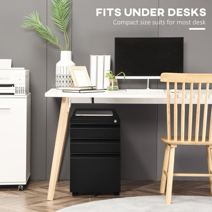 3 Drawer Filling Cabinet, Mobile Metal File Cabinet with Anti-tilt Design for Le