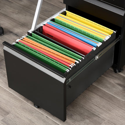3 Drawer Filling Cabinet, Mobile Metal File Cabinet with Anti-tilt Design for Le
