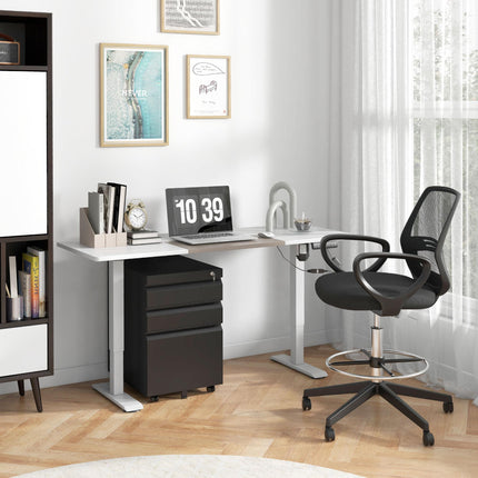 3 Drawer Filling Cabinet, Mobile Metal File Cabinet with Anti-tilt Design for Le