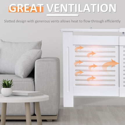 Extendable MDF Radiator Cover Cabinet 139-208.5L x 20.5W x 82.5H cm Slatted Design - White