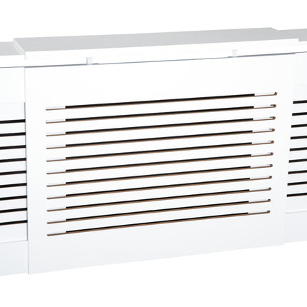 Extendable MDF Radiator Cover Cabinet 139-208.5L x 20.5W x 82.5H cm Slatted Design - White
