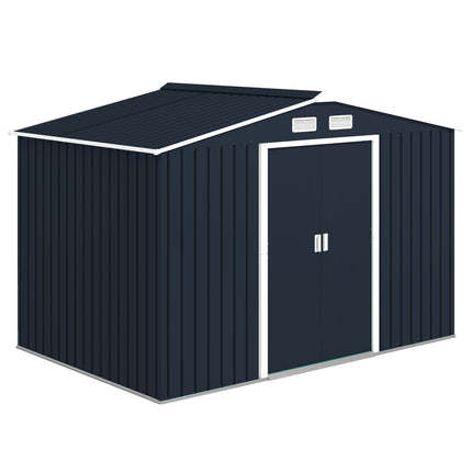 9 x 6ft Metal Outdoor Garden Storage Shed with Ventilation - Dark Grey