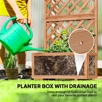 Wooden Pine Raised Bed Planter with Trellis for Garden Flowers - Orange
