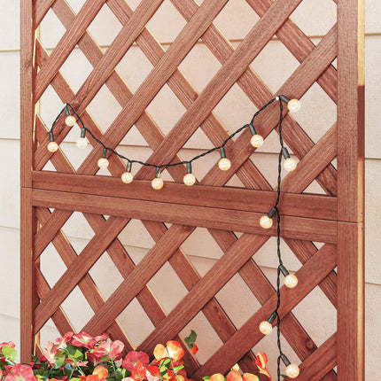 Wooden Pine Raised Bed Planter with Trellis for Garden Flowers - Orange
