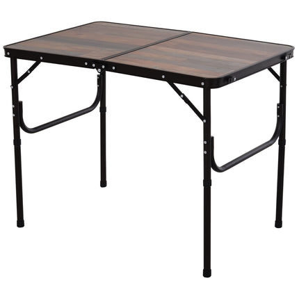 Height Adjustable 3ft Folding Camping Table with Aluminium Frame - Coffee