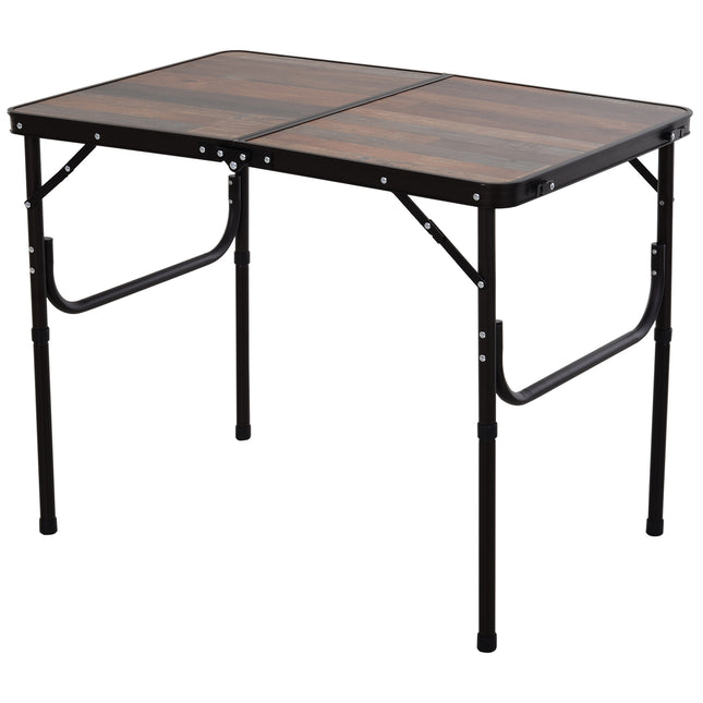 Height Adjustable 3ft Folding Camping Table with Aluminium Frame - Coffee