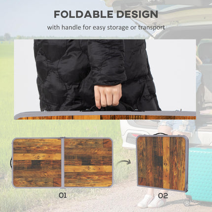 Height Adjustable 3ft Folding Camping Table with Aluminium Frame - Coffee