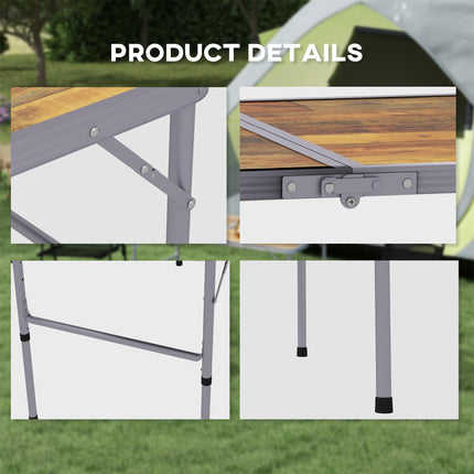 Height Adjustable 3ft Folding Camping Table with Aluminium Frame - Coffee