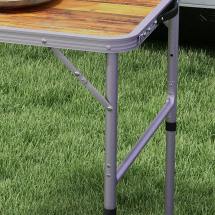 Height Adjustable 3ft Folding Camping Table with Aluminium Frame - Coffee