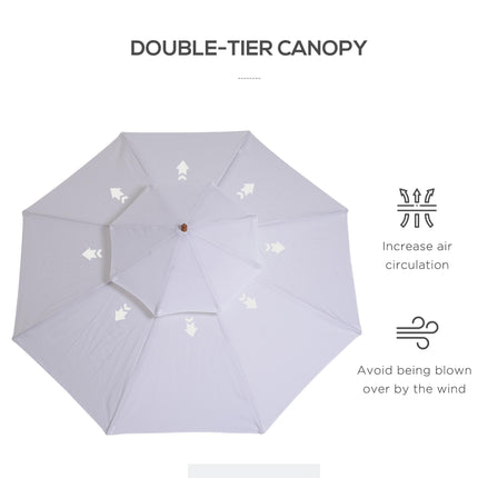 2.7m Double Tier Patio Umbrella with Bamboo Frame - Cream White