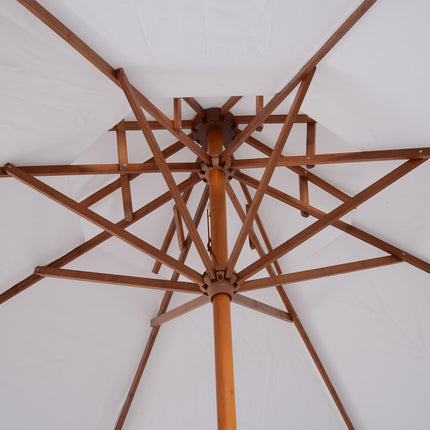 2.7m Double Tier Patio Umbrella with Bamboo Frame - Cream White