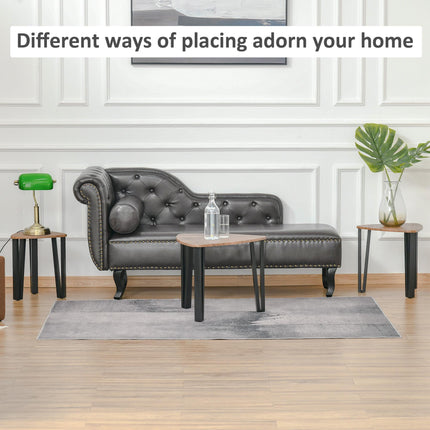 3-Piece MDF Steel Nesting Coffee and Side Table Set - Walnut Wood Grain