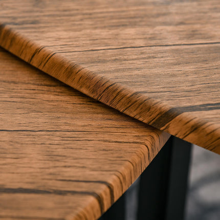 3-Piece MDF Steel Nesting Coffee and Side Table Set - Walnut Wood Grain