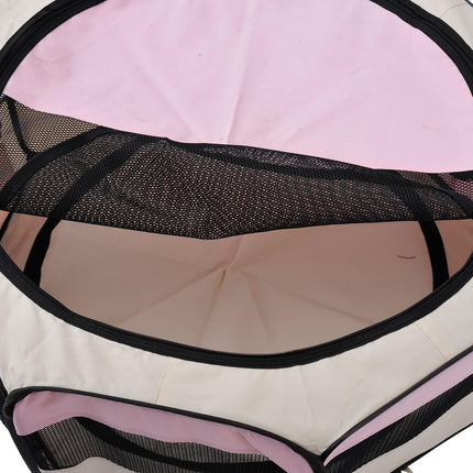 Fabric Pet Playpen for Puppy Dog Cat Rabbit Guinea Pig 90x41 cm - Pink and Cream