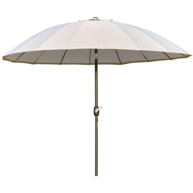 255cm Outdoor Patio Parasol with Push Button Tilt & Fibreglass Ribs - White