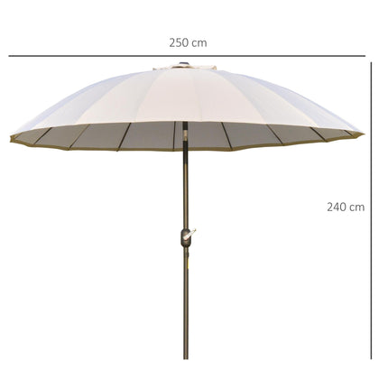 255cm Outdoor Patio Parasol with Push Button Tilt & Fibreglass Ribs - White