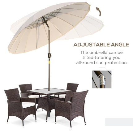255cm Outdoor Patio Parasol with Push Button Tilt & Fibreglass Ribs - White