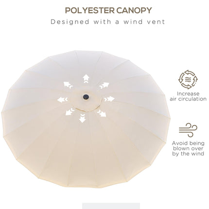 255cm Outdoor Patio Parasol with Push Button Tilt & Fibreglass Ribs - White