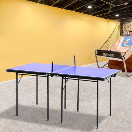 Folding Mini Compact Table Tennis Top with Professional Net Set - Blue