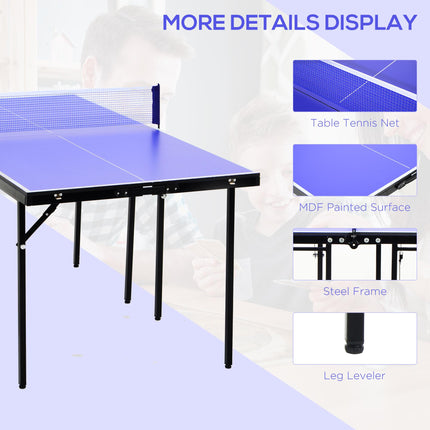 Folding Mini Compact Table Tennis Top with Professional Net Set - Blue