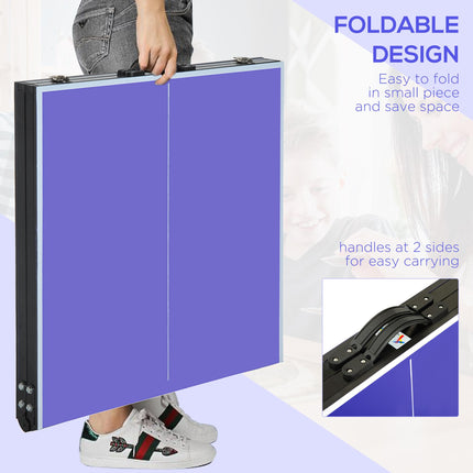 Folding Mini Compact Table Tennis Top with Professional Net Set - Blue