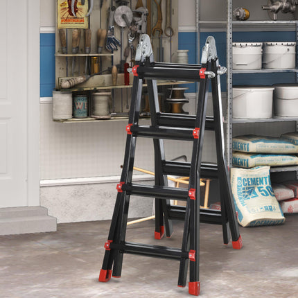 4M Aluminium Duo Ladder Telescopic Herringbone Changeable Multi-Purpose w/ Non-S