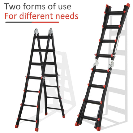 4M Aluminium Duo Ladder Telescopic Herringbone Changeable Multi-Purpose w/ Non-S