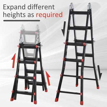 4M Aluminium Duo Ladder Telescopic Herringbone Changeable Multi-Purpose w/ Non-S