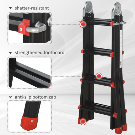 4M Aluminium Duo Ladder Telescopic Herringbone Changeable Multi-Purpose w/ Non-S