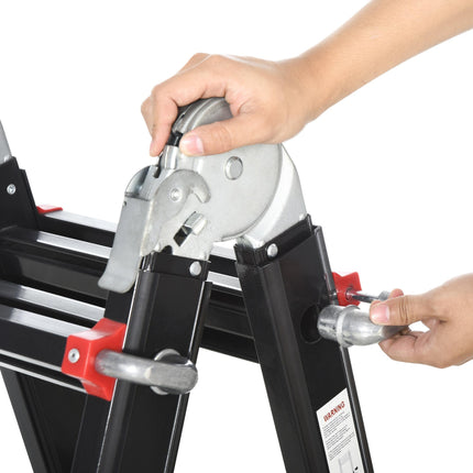 4M Aluminium Duo Ladder Telescopic Herringbone Changeable Multi-Purpose w/ Non-S