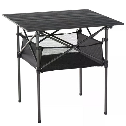 Lightweight Folding Camping Table with Mesh Storage Bag - Black
