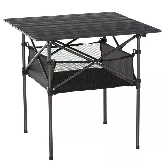 Lightweight Folding Camping Table with Mesh Storage Bag - Black