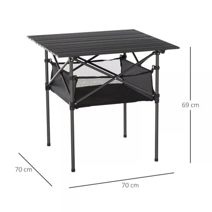 Lightweight Folding Camping Table with Mesh Storage Bag - Black