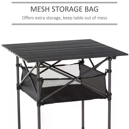 Lightweight Folding Camping Table with Mesh Storage Bag - Black