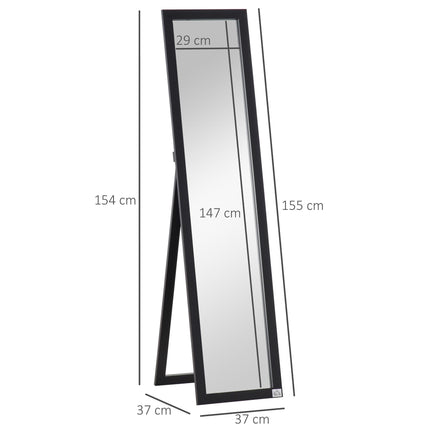 Full Length Freestanding and Wall Mirror 37 x 154 cm - Black