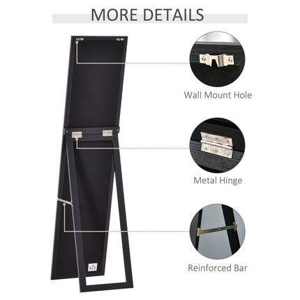 Full Length Freestanding and Wall Mirror 37 x 154 cm - Black