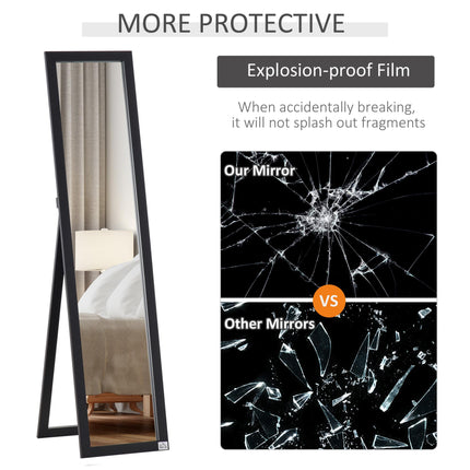 Full Length Freestanding and Wall Mirror 37 x 154 cm - Black