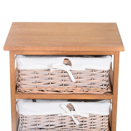 5 Drawer Wicker Basket Dresser with Wooden Frame Storage Cabinet - Natural Finish