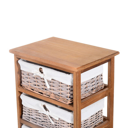 5 Drawer Wicker Basket Dresser with Wooden Frame Storage Cabinet - Natural Finish