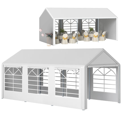 6 Metre x 3 Metre Garden Gazebo with Steel Frame and Waterproof Canopy - White