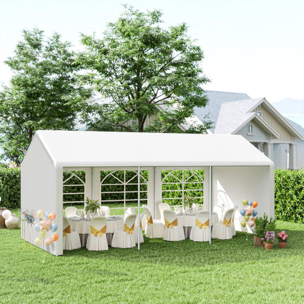 6 Metre x 3 Metre Garden Gazebo with Steel Frame and Waterproof Canopy - White