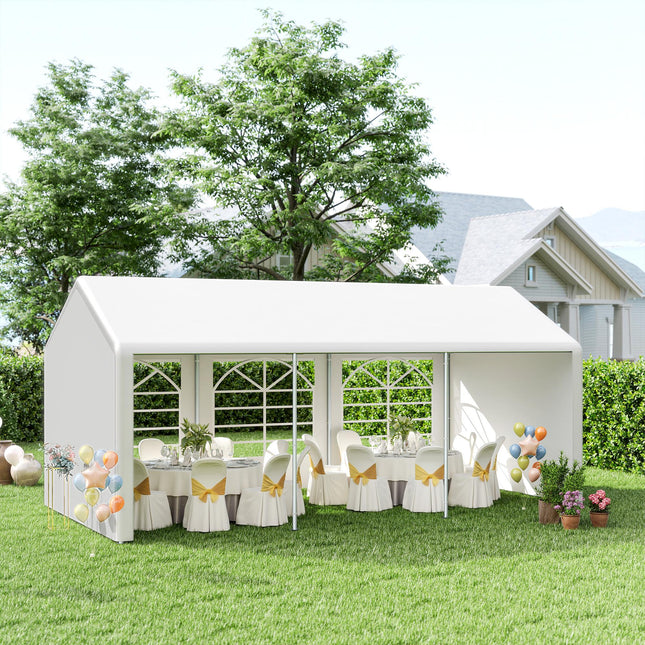 6 Metre x 3 Metre Garden Gazebo with Steel Frame and Waterproof Canopy - White