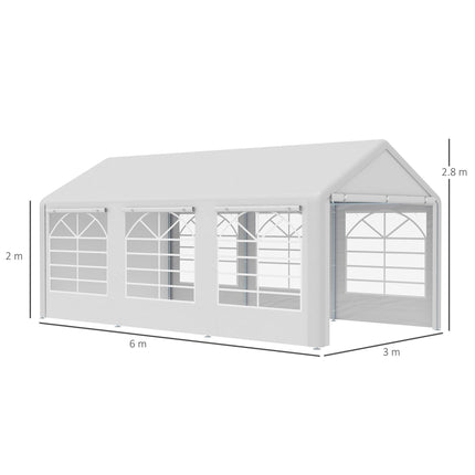 6 Metre x 3 Metre Garden Gazebo with Steel Frame and Waterproof Canopy - White
