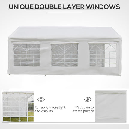 6 Metre x 3 Metre Garden Gazebo with Steel Frame and Waterproof Canopy - White
