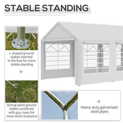 6 Metre x 3 Metre Garden Gazebo with Steel Frame and Waterproof Canopy - White