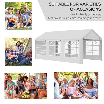 6 Metre x 3 Metre Garden Gazebo with Steel Frame and Waterproof Canopy - White